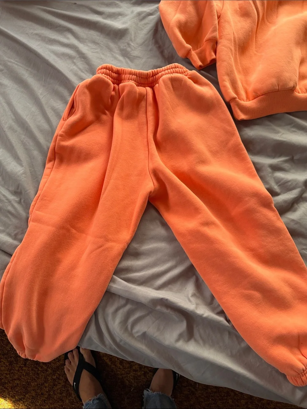 Kids Cozy Orange Comfrt Fleece Hoodie and  Sweatpants